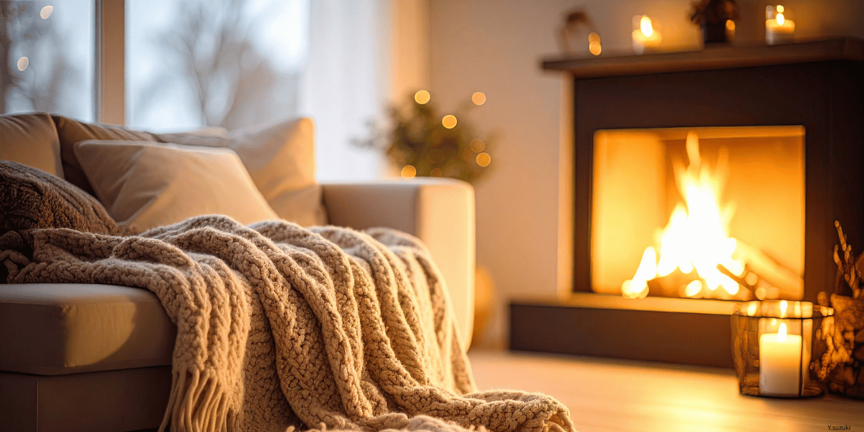 暖炉の温かい炎